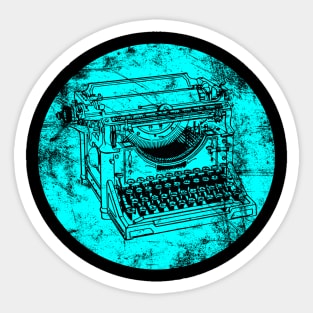 DISTRESSED VINTAGE TYPEWRITER TURQUOISE Sticker